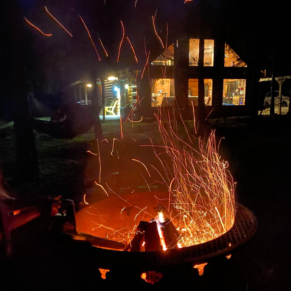 sparks flying from fire pit at ISSI